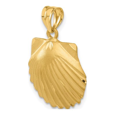 14K Yellow Gold Diamond-Cut Seashell Pendant – view 6