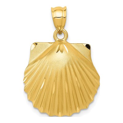 14K Yellow Gold Diamond-Cut Seashell Pendant