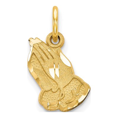 14K Yellow Gold Praying Hands Pendant