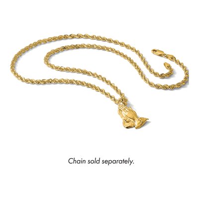 14K Yellow Gold Praying Hands Pendant – view 6