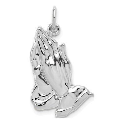 14K White Gold Praying Hands Pendant