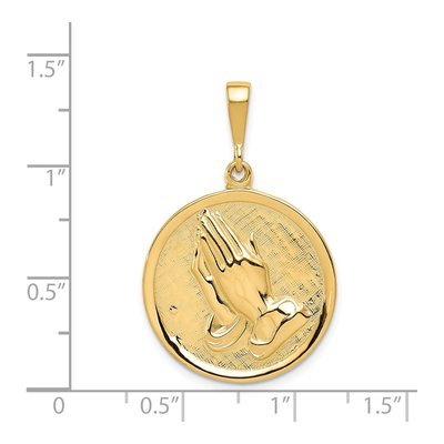 14K Yellow Gold Reversible Praying Hands Pendant – view 5