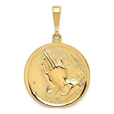 14K Yellow Gold Reversible Praying Hands Pendant