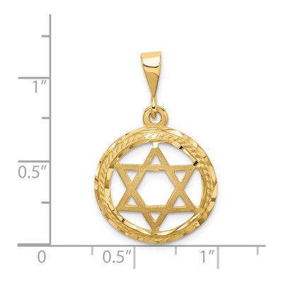 14K Yellow Gold Star of David Round Charm – view 5