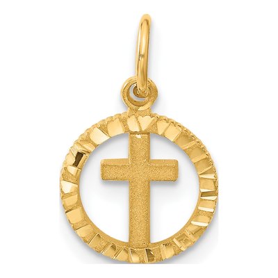 14K Yellow Gold Eternal Life Cross Charm