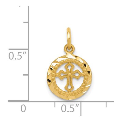 14K Yellow Gold Diamond-Cut Cross Pendant – view 5
