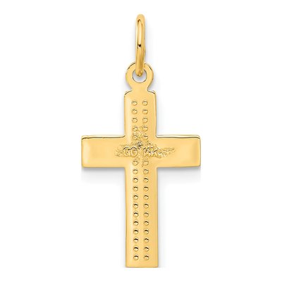 14K Yellow Gold Small Diamond-Cut Cross Pendant – view 4