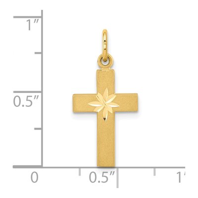 14K Yellow Gold Small Diamond-Cut Cross Pendant – view 5