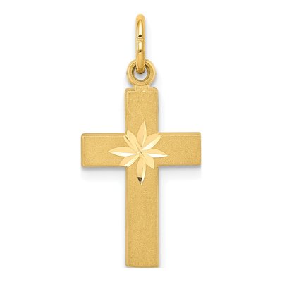 14K Yellow Gold Small Diamond-Cut Cross Pendant