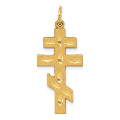 14K Yellow Gold Eastern Orthodox Cross Pendant