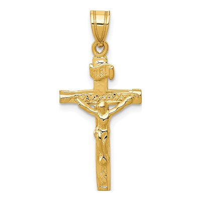 14K Yellow Gold INRI Crucifix Pendant