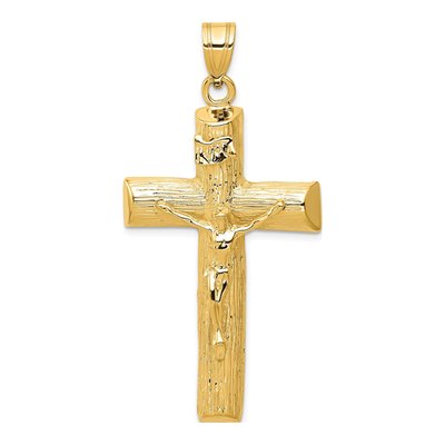 14K Yellow Gold Large Crucifix Tree Pendant