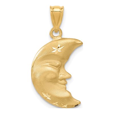 14K Yellow Gold Diamond-Cut Moon Charm