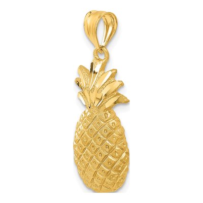 14K Yellow Gold Diamond-Cut Pineapple Charm – view 6