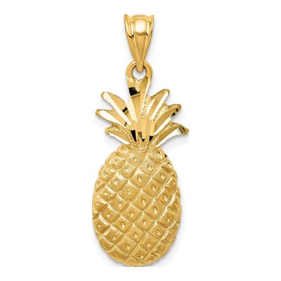 14K Yellow Gold Diamond-Cut Pineapple Charm