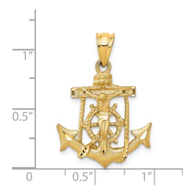 14K Yellow Gold Mariners Crucifix Pendant – view 4