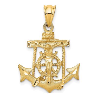 14K Yellow Gold Mariners Crucifix Pendant