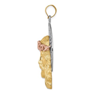 14K Tri-Color Gold Large Diamond-Cut Jesus Pendant – view 3