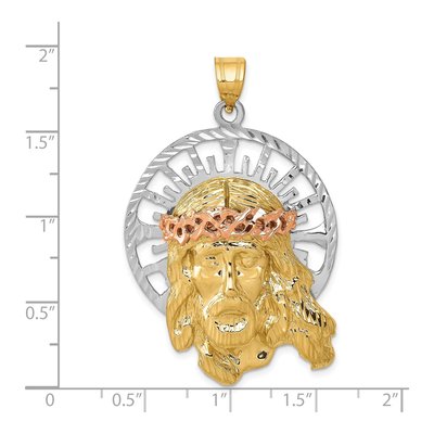14K Tri-Color Gold Large Diamond-Cut Jesus Pendant – view 4