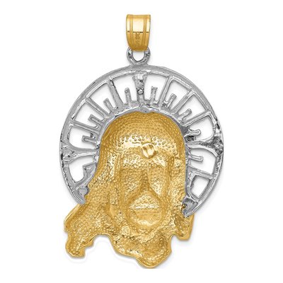 14K Tri-Color Gold Large Diamond-Cut Jesus Pendant – view 5