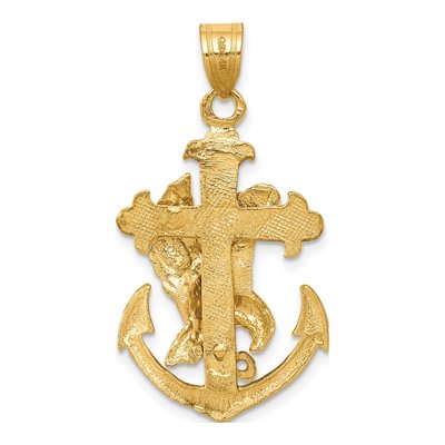 14K Yellow Gold Mariners Cross Eagle Pendant – view 5