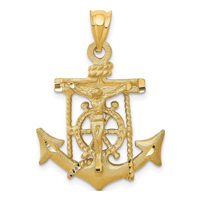 14K Yellow Gold Mariners Crucifix Pendant