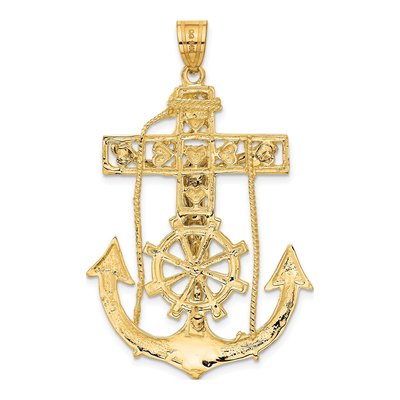 14K Two-Tone Gold Large Mariners Crucifix Pendant – view 4