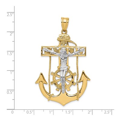 14K Two-Tone Gold Large Mariners Crucifix Pendant – view 5