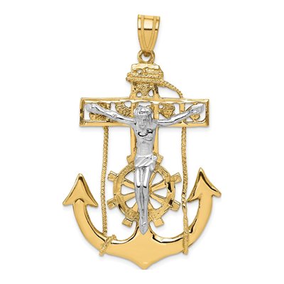 14K Two-Tone Gold Large Mariners Crucifix Pendant