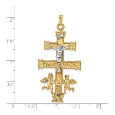 14K Two-Tone Gold Cara Vaca Crucifix Pendant – view 4