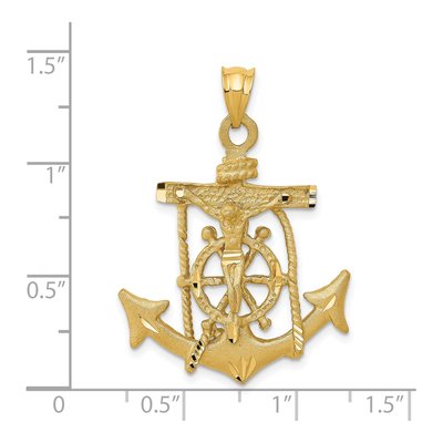 14K Yellow Gold Mariners Crucifix Pendant – view 4