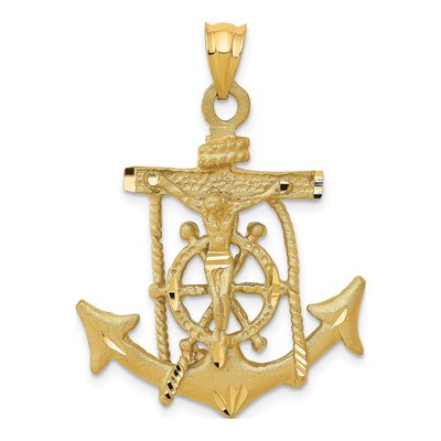 14K Yellow Gold Mariners Crucifix Pendant