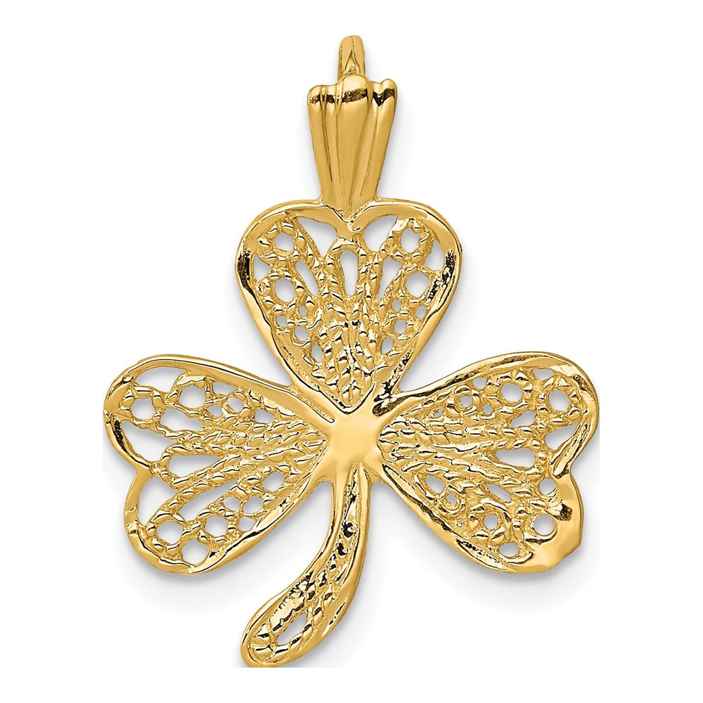14K Yellow Gold Filigree Shamrock Charm