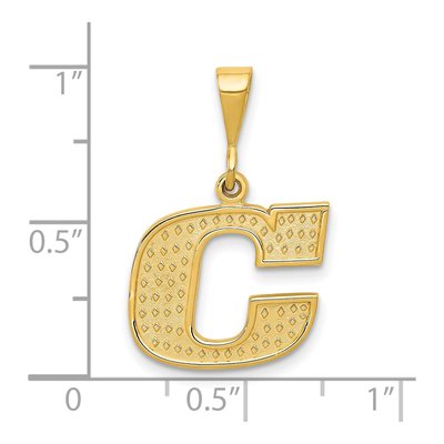 14K Yellow Gold Textured Initial C Charm – view 5