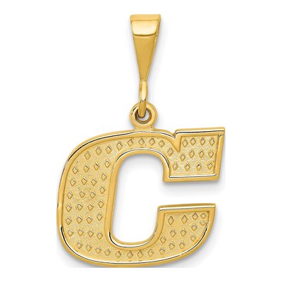 14K Yellow Gold Textured Initial C Charm