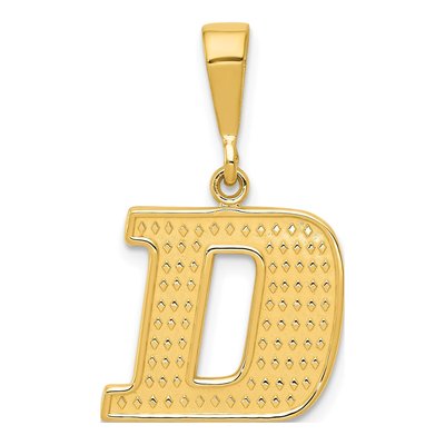 14K Yellow Gold Textured Initial D Charm