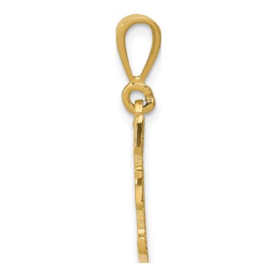 14K Yellow Gold Textured Initial F Charm – view 3