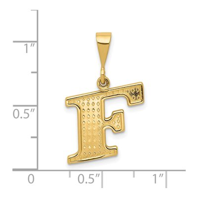 14K Yellow Gold Textured Initial F Charm – view 5