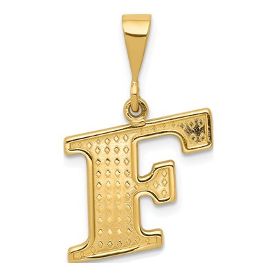 14K Yellow Gold Textured Initial F Charm