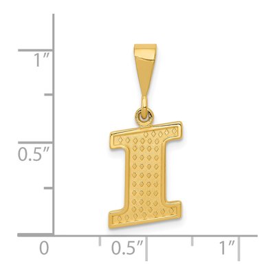 14K Yellow Gold Textured Initial I Pendant – view 4