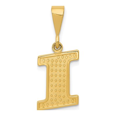 14K Yellow Gold Textured Initial I Pendant
