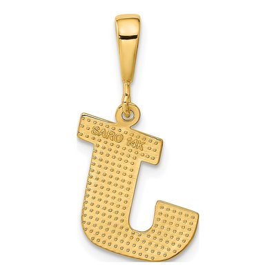 14K Yellow Gold Textured Initial J Charm – view 4