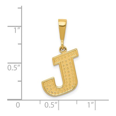 14K Yellow Gold Textured Initial J Charm – view 5