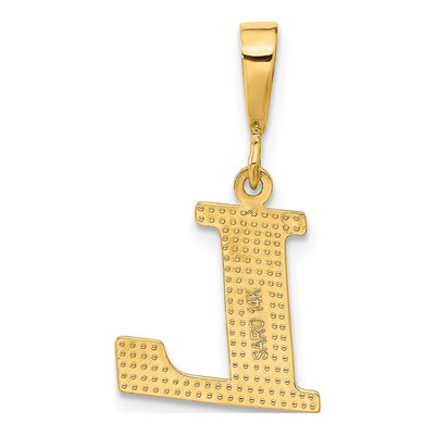 14K Yellow Gold Textured Initial L Charm – view 4