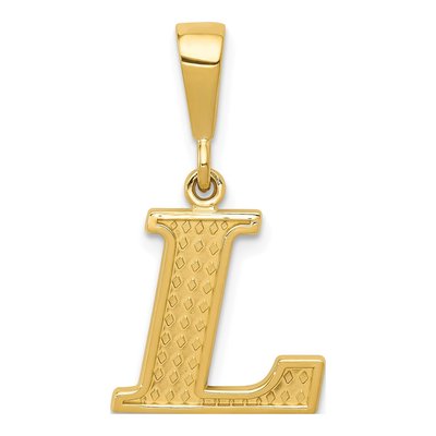 14K Yellow Gold Textured Initial L Charm
