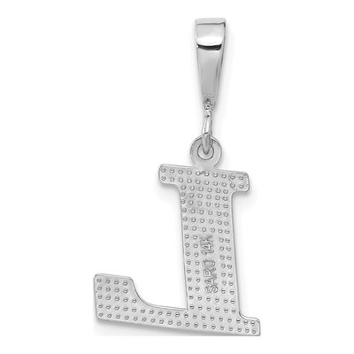 14K White Gold Textured Initial L Pendant – view 3