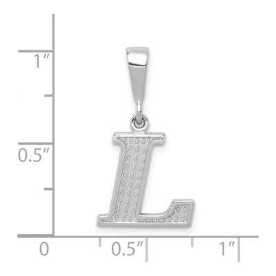14K White Gold Textured Initial L Pendant – view 4