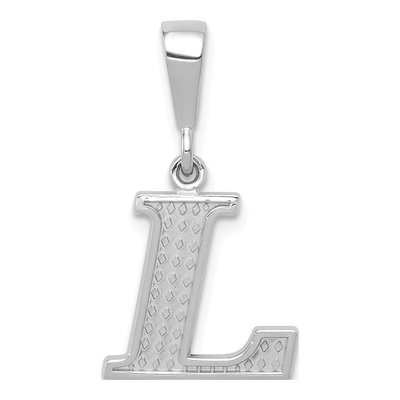 14K White Gold Textured Initial L Pendant