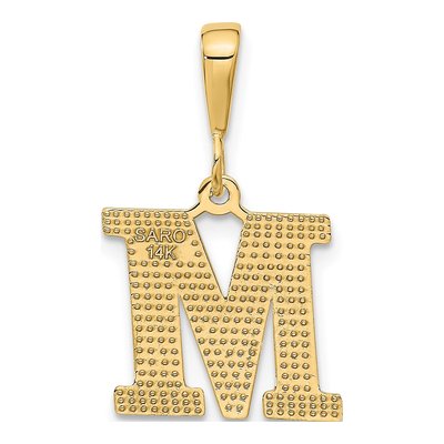 14K Yellow Gold Textured Initial M Charm – view 4