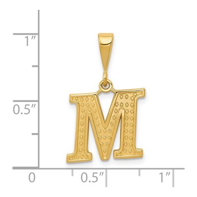 14K Yellow Gold Textured Initial M Charm – view 5